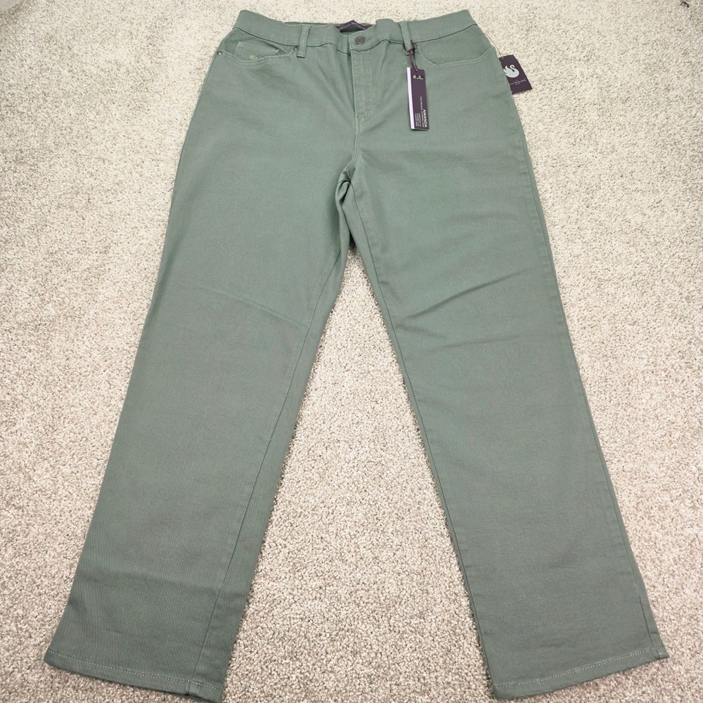 Gloria Vanderbilt‎ Amanda Jeans 14 Short Sage Green Tapered Leg Classic Rise NEW